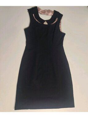 Anthropologie Dress Womens Sz 2 Black Lined Cut Out Neckline Sleeveless